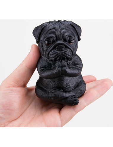 2 Estatuas de Resina Pug Buda Francés Meditando 45g