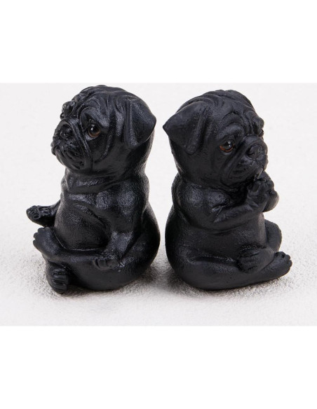 2 Estatuas de Resina Pug Buda Francés Meditando 45g