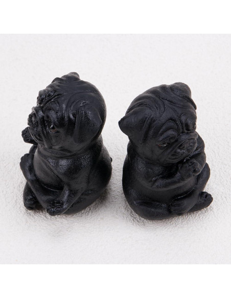 2 Estatuas de Resina Pug Buda Francés Meditando 45g