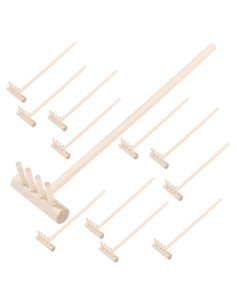 12 Rastrillos Zen de Madera para Jardín y Oficina 14x3.7cm