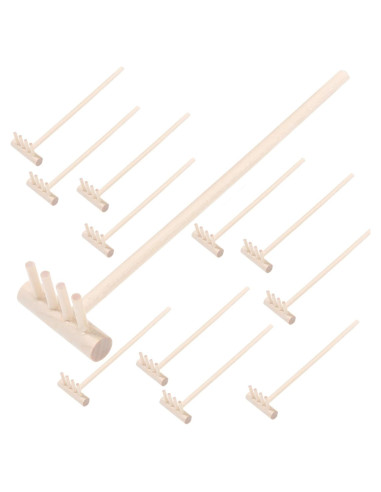 12 Rastrillos Zen de Madera para Jardín y Oficina 14x3.7cm