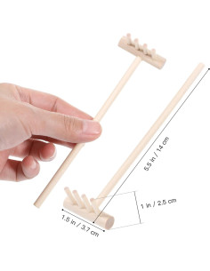 12 Rastrillos Zen de Madera para Jardín y Oficina 14x3.7cm 2