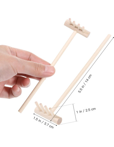 12 Rastrillos Zen de Madera para Jardín y Oficina 14x3.7cm