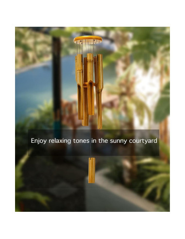Campanas de Viento de Bambú AUHD 81 cm para Exterior - Tono Profundo