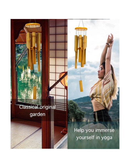 Campanas de Viento de Bambú AUHD 81 cm para Exterior - Tono Profundo