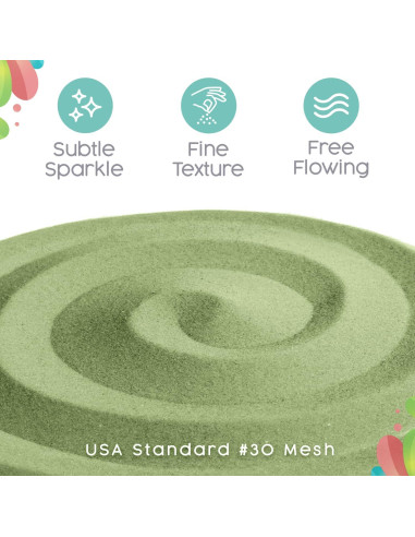 Arena de Color Verde Salvia y Blanco Sandsational Sparkle 0.45 kg