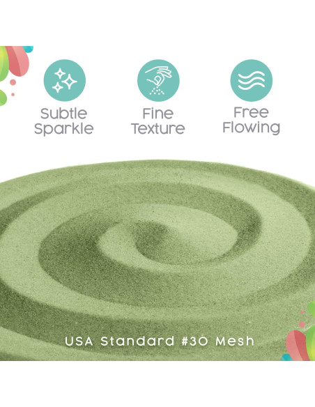 Arena de Color Verde Salvia y Blanco Sandsational Sparkle 0.45 kg