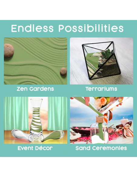 Arena de Color Verde Salvia y Blanco Sandsational Sparkle 0.45 kg