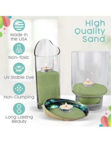 Arena de Color Verde Salvia y Blanco Sandsational Sparkle 0.45 kg