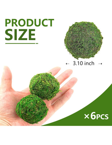 6 Bolas de Musgo Falsas Tezuyok para Decoración de Cuencos