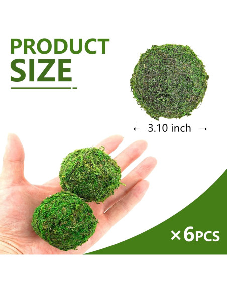 6 Bolas de Musgo Falsas Tezuyok para Decoración de Cuencos