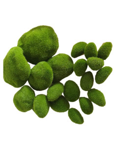 Rocas de Musgo Artificial Ebonee - 20 Piezas en 4 Tamaños
