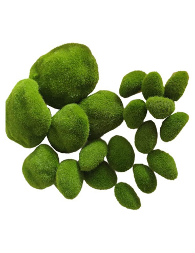 Rocas de Musgo Artificial Ebonee - 20 Piezas en 4 Tamaños