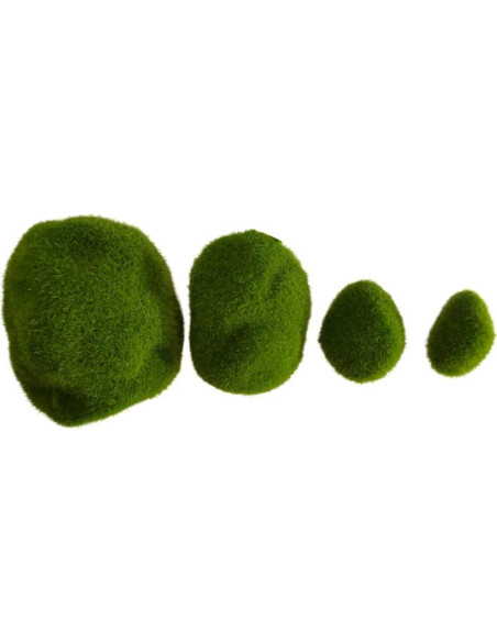 Rocas de Musgo Artificial Ebonee - 20 Piezas en 4 Tamaños