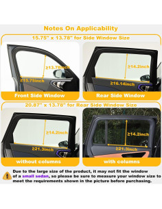 Sombrillas para Ventanas de Auto XCBYT - Paquete de 4, UV y Privacidad 2