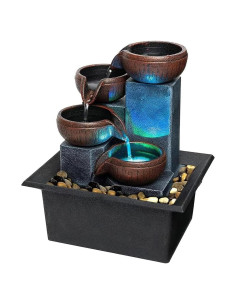 Fuente de Agua de Mesa SURPRIZON Mini con Luz LED y Rocas Naturales