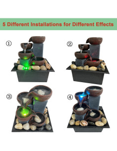 Fuente de Agua de Mesa SURPRIZON Mini con Luz LED y Rocas Naturales 2