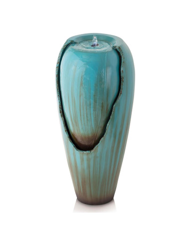 Fuente de Agua de Jarra Antigua Alpine 84 cm Turquesa LED