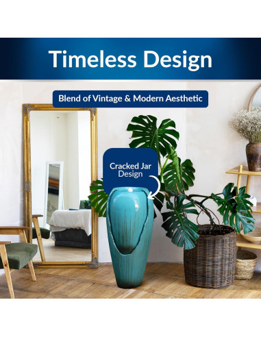 Fuente de Agua de Jarra Antigua Alpine 84 cm Turquesa LED