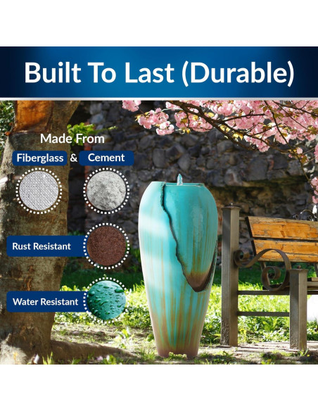 Fuente de Agua de Jarra Antigua Alpine 84 cm Turquesa LED