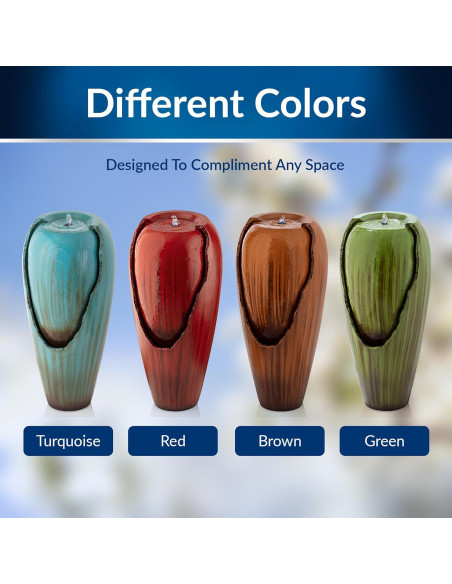 Fuente de Agua de Jarra Antigua Alpine 84 cm Turquesa LED