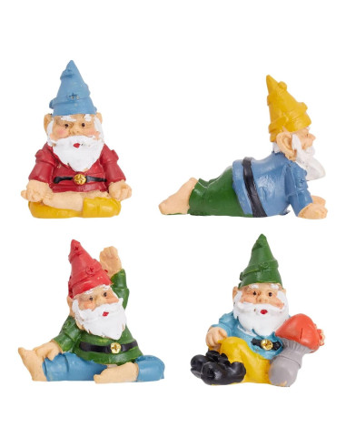 Conjunto de 4 Gnomos de Jardín Juvale - Decoración Divertida 5.08 cm