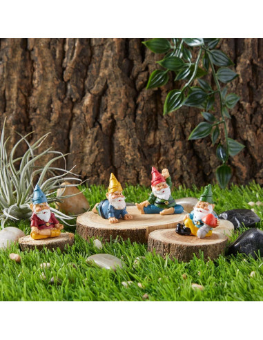 Conjunto de 4 Gnomos de Jardín Juvale - Decoración Divertida 5.08 cm