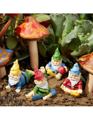 Conjunto de 4 Gnomos de Jardín Juvale - Decoración Divertida 5.08 cm