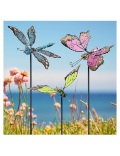 Estacas de Jardín Juegoal 86 cm Mariposa Libélula Colibrí