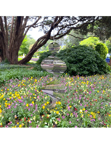 Girador de Viento Metálico 3D Belleza y el Viento - Helix Plateada
