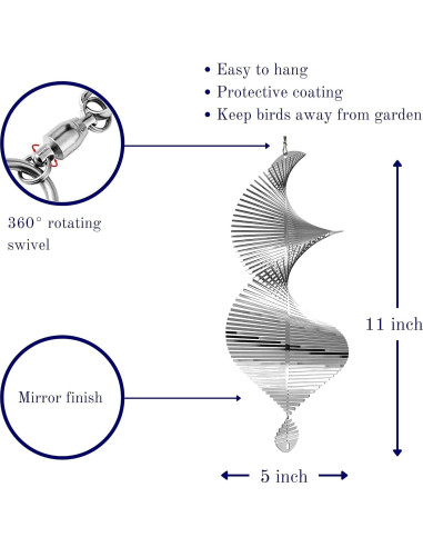 Girador de Viento Metálico 3D Belleza y el Viento - Helix Plateada