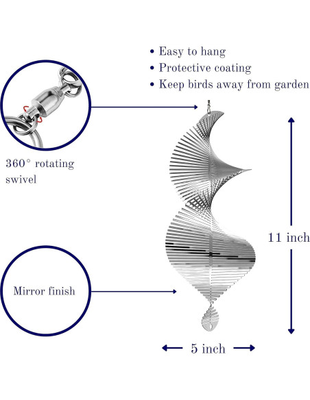 Girador de Viento Metálico 3D Belleza y el Viento - Helix Plateada