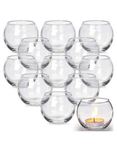 Juego de 12 Portavelas Tealight de Vidrio Lamorgift 5.08cm