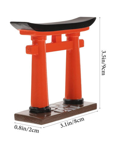 Adorno Miniatura Puerta Torii Amosfun 8x2x8 cm Resina Roja