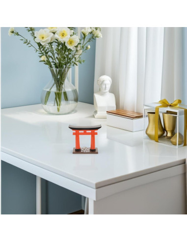 Adorno Miniatura Puerta Torii Amosfun 8x2x8 cm Resina Roja