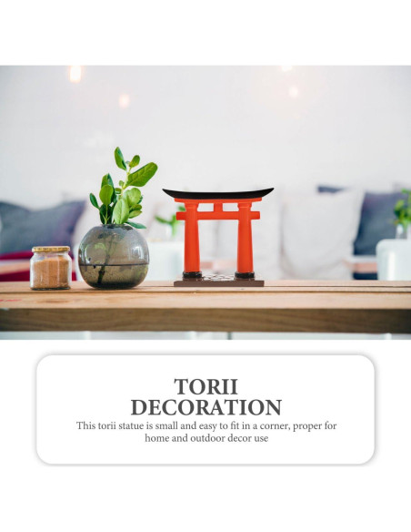 Adorno Miniatura Puerta Torii Amosfun 8x2x8 cm Resina Roja