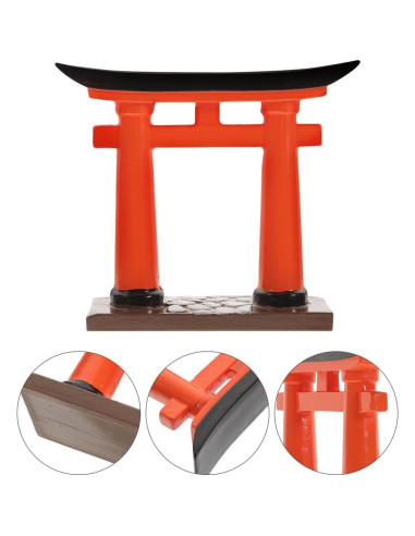 Adorno Miniatura Puerta Torii Amosfun 8x2x8 cm Resina Roja