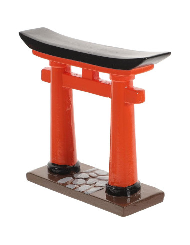 Adorno Miniatura Puerta Torii Amosfun 8x2x8 cm Resina Roja