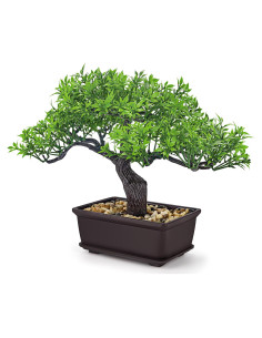 Bonsai Artificial Der Rose 20 cm en Maceta Decorativa Verde