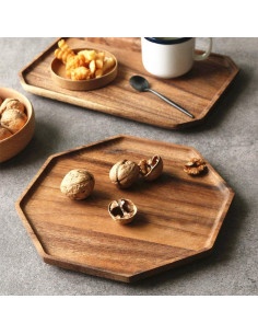 Juego de 2 Bandejas de Madera de Acacia Renawe 25.4 cm 2