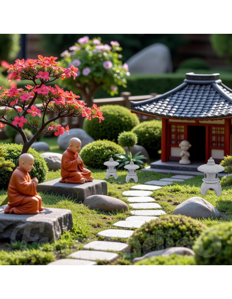 Estatuas de Linterna Miniatura Pagoda Framendino 4 Piezas