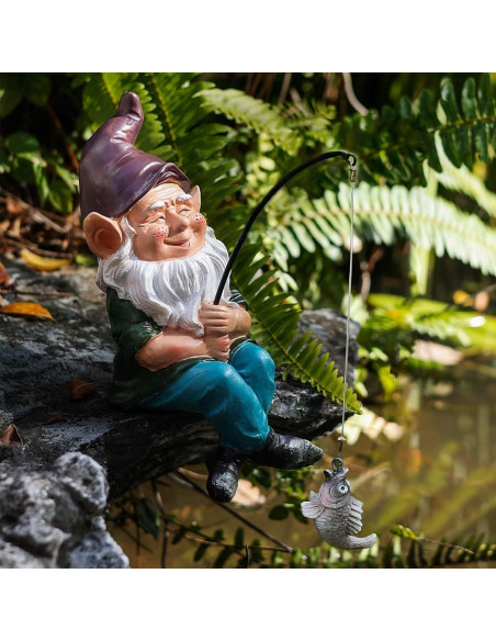 Estatua de Gnomo Pescador GoodAssy 23.1 cm para Jardín