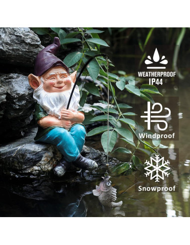 Estatua de Gnomo Pescador GoodAssy 23.1 cm para Jardín