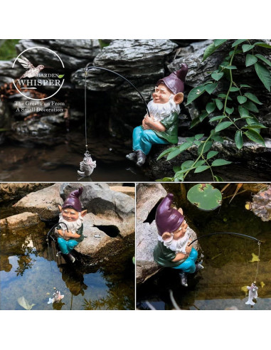 Estatua de Gnomo Pescador GoodAssy 23.1 cm para Jardín