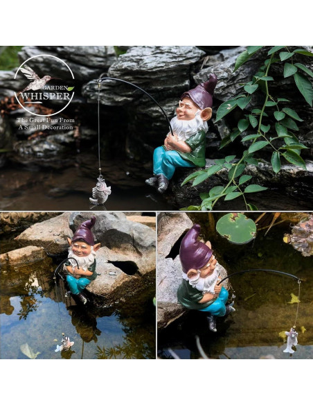 Estatua de Gnomo Pescador GoodAssy 23.1 cm para Jardín