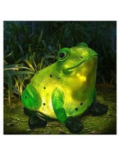 Estatua Decorativa de Rana Solar TIJNN para Jardín 17.8x19.8cm