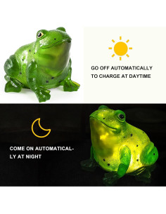 Estatua Decorativa de Rana Solar TIJNN para Jardín 17.8x19.8cm 2