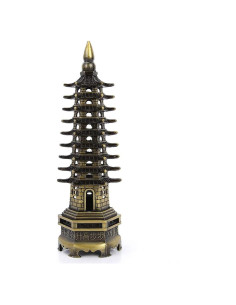 Estatua de Torre Feng Shui WenChang 18 cm Agatige Bronce