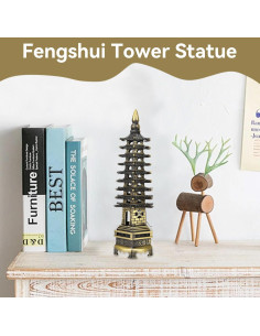 Estatua de Torre Feng Shui WenChang 18 cm Agatige Bronce 2