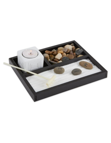 Jardín Zen Sigma 20x16x6 cm con Portavelas y Rastrillo